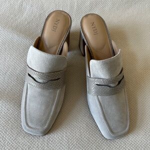 NYDJ grey suede heeled mules